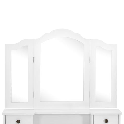 Sminkebordssæt med taburet 80x69x141 cm kejsertræ hvid