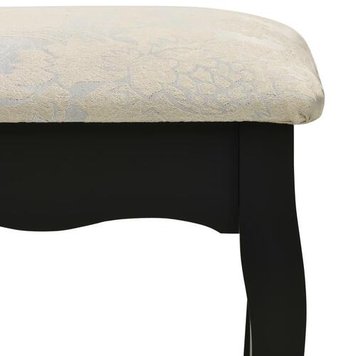 Sminkebordssæt med taburet 100x40x146 cm kejsertræ sort