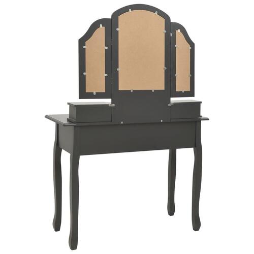 Sminkebordssæt med taburet 100x40x146 cm kejsertræ grå