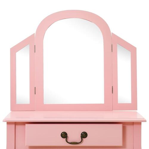 Kosmetikbord med taburet 65x36x128 cm kejsertræ MDF pink