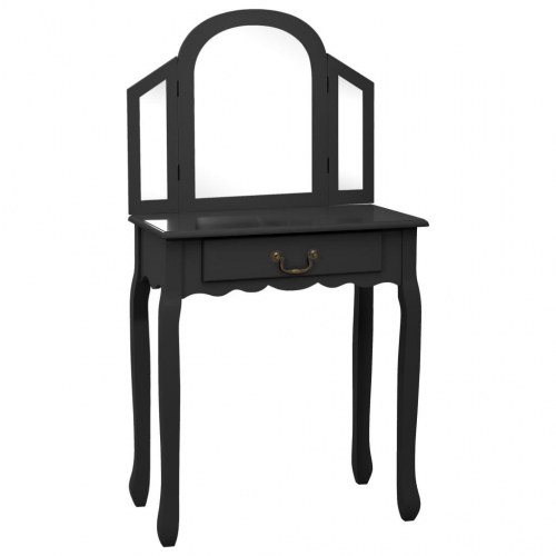 Kosmetikbord med taburet 65x36x128 cm kejsertræ MDF sort