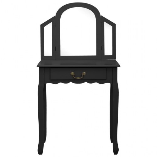 Kosmetikbord med taburet 65x36x128 cm kejsertræ MDF sort