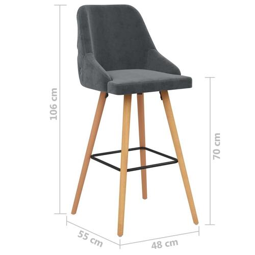 Barstole 2 stk. fløjl mørkegrå