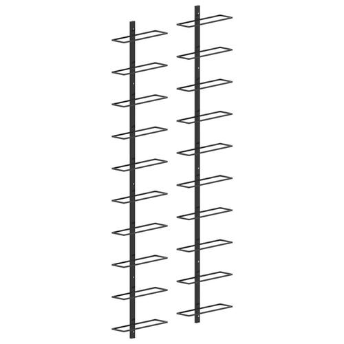 Væghængte vinreoler 2 stk. til 20 vinflasker metal sort