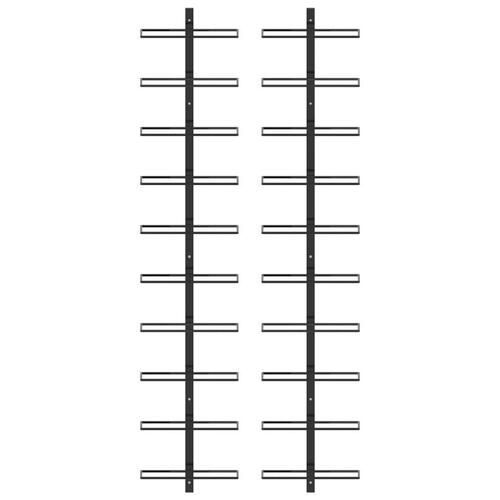 Væghængte vinreoler 2 stk. til 20 vinflasker metal sort