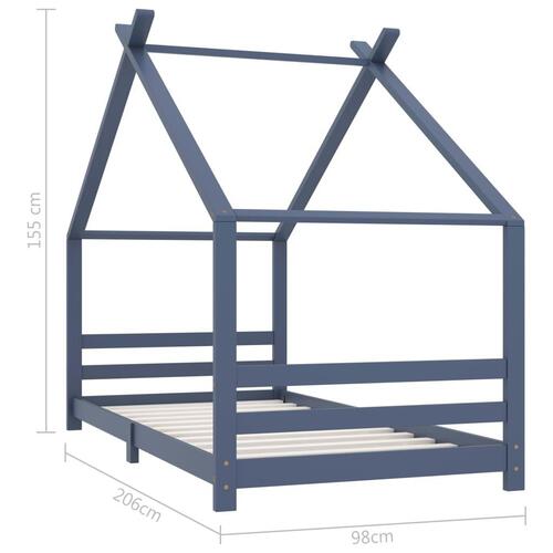 Sengestel til børneseng 90x200 cm massivt fyrretræ grå