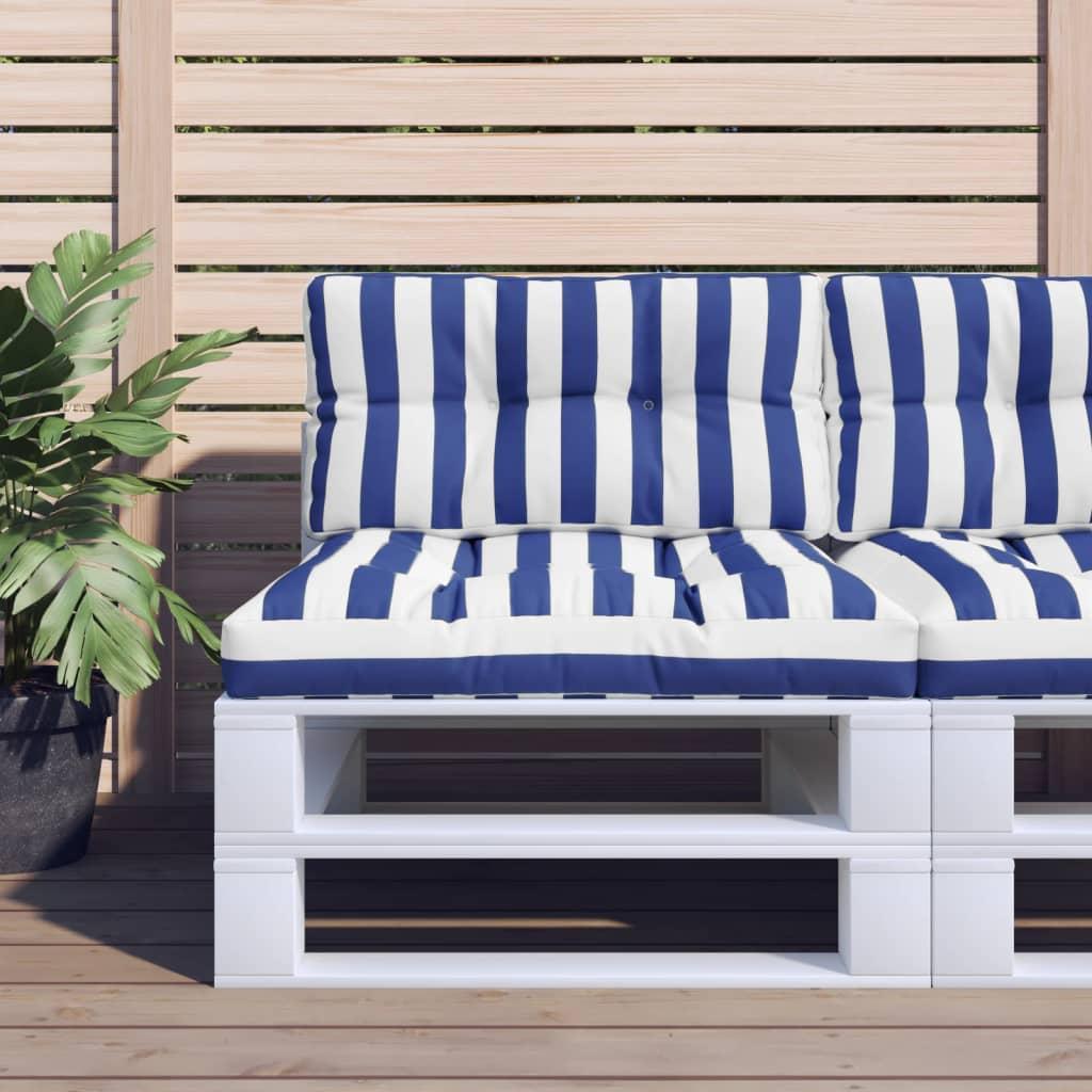 Pallehynde 80x40x12 cm stof stribet blå og hvid