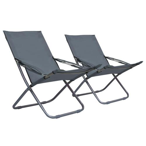 Foldbare strandstole 2 stk. stof grå