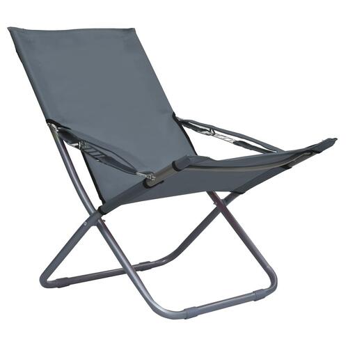 Foldbare strandstole 2 stk. stof grå