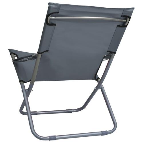 Foldbare strandstole 2 stk. stof grå