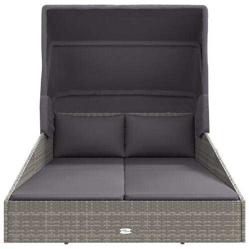 Solseng med foldbart tag 200x114x128 cm polyrattan grå