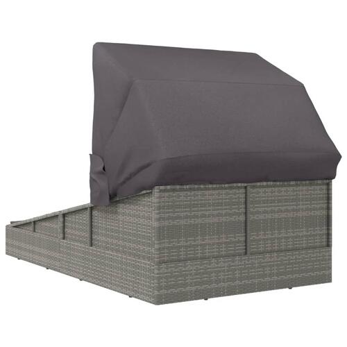 Solseng med foldbart tag 200x114x128 cm polyrattan grå