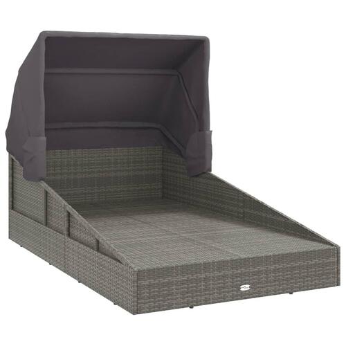 Solseng med foldbart tag 200x114x128 cm polyrattan grå