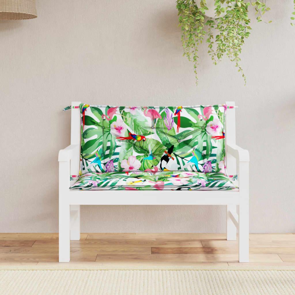 Hynder til havebænk 2 stk 100x50x7 cm stof flerfarvet