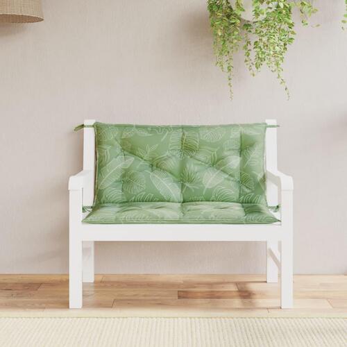 Hynder til havebænk 2 stk 100x50x7 cm stof bladmønster