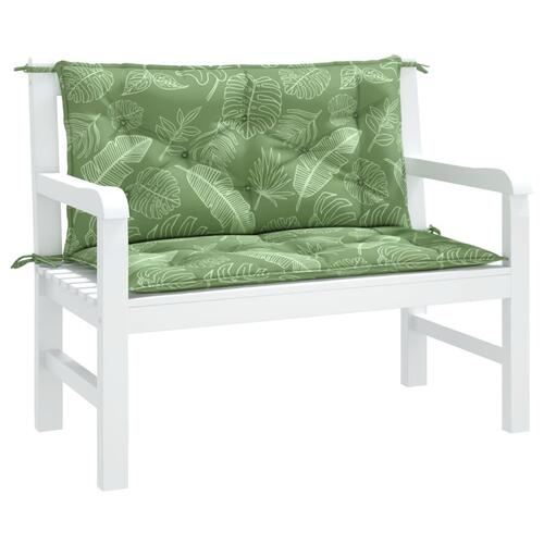 Hynder til havebænk 2 stk 100x50x7 cm stof bladmønster