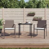 Havestole med hynder 2 stk. 56x59x84 cm polyrattan brun