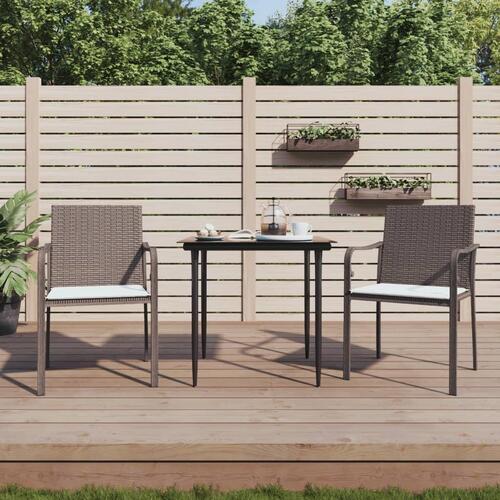Havestole med hynder 2 stk. 56x59x84 cm polyrattan brun