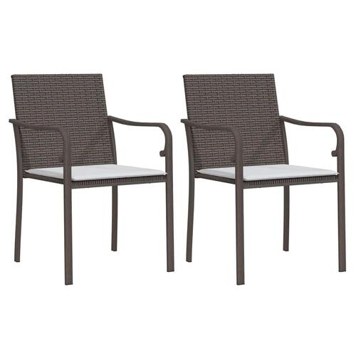 Havestole med hynder 2 stk. 56x59x84 cm polyrattan brun