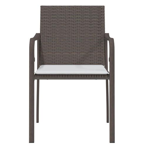 Havestole med hynder 2 stk. 56x59x84 cm polyrattan brun