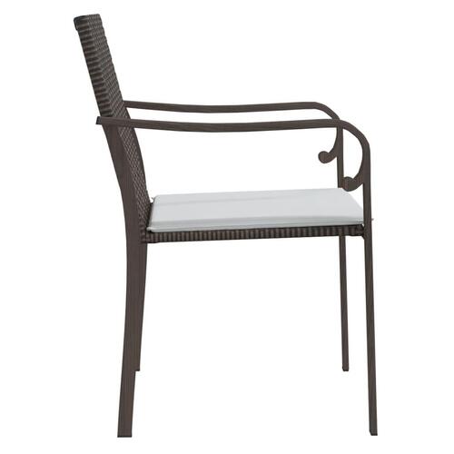 Havestole med hynder 2 stk. 56x59x84 cm polyrattan brun