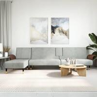 Sovesofa med chaiselong 279x140x70 cm velour lysegrå