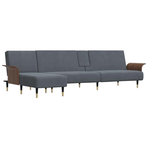 Sovesofa med chaiselong 279x140x70 cm velour mørkegrå