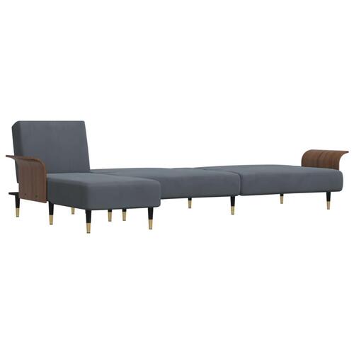 Sovesofa med chaiselong 279x140x70 cm velour mørkegrå