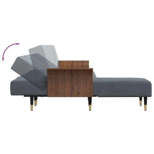 Sovesofa med chaiselong 279x140x70 cm velour mørkegrå