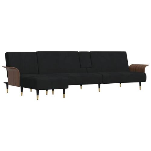 Sovesofa med chaiselong 279x140x70 cm velour sort