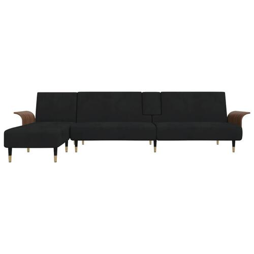 Sovesofa med chaiselong 279x140x70 cm velour sort