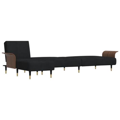 Sovesofa med chaiselong 279x140x70 cm velour sort