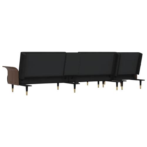 Sovesofa med chaiselong 279x140x70 cm velour sort