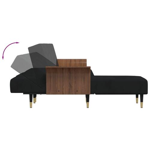 Sovesofa med chaiselong 279x140x70 cm velour sort