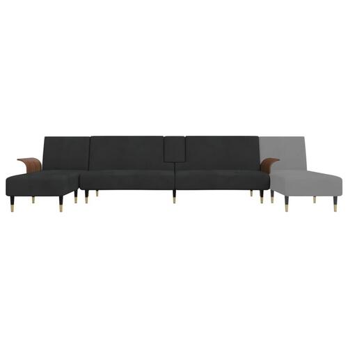 Sovesofa med chaiselong 279x140x70 cm velour sort