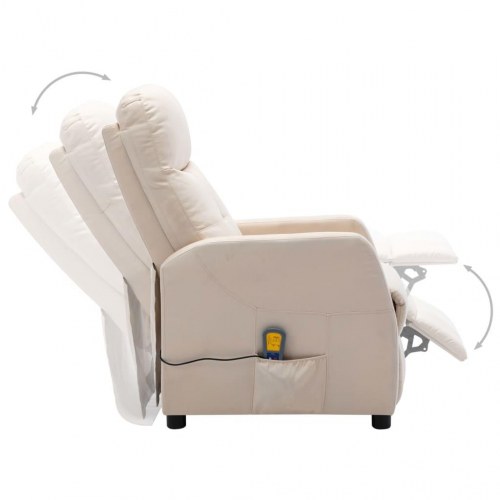 Massagestol stof cremefarvet