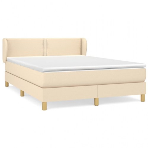 Kontinentalseng med madras 140×190 cm - stof, cremefarvet