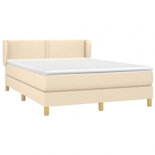 Kontinentalseng med madras 140×190 cm - stof, cremefarvet