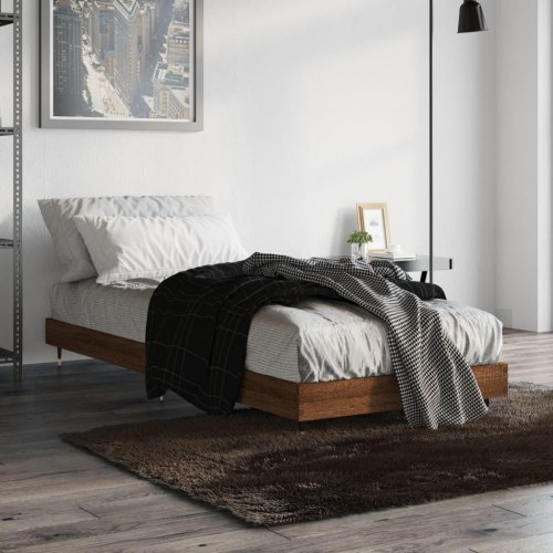 Sengeramme 75×190 cm i konstrueret træ - brun eg