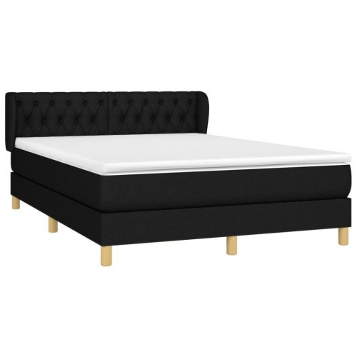 Kontinentalseng med madras 140x190 cm - stof, sort