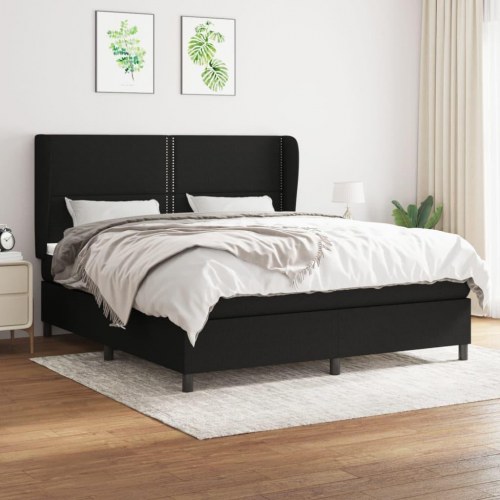 Kontinentalseng med madras 180 × 200 cm - stof, sort