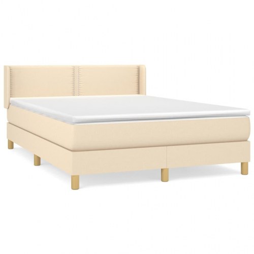 Kontinentalseng med madras 140x190 cm - stof, cremefarvet