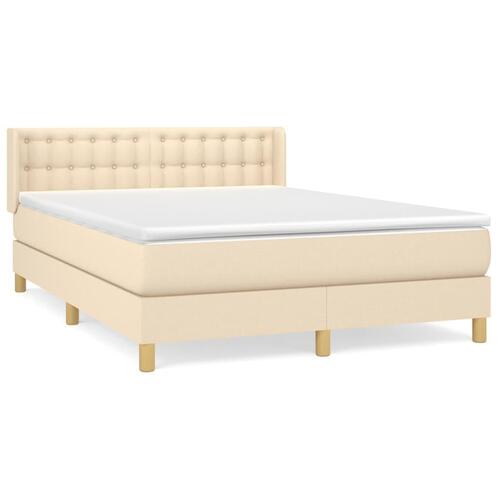 Kontinentalseng med madras 140x190 cm stof cremefarvet