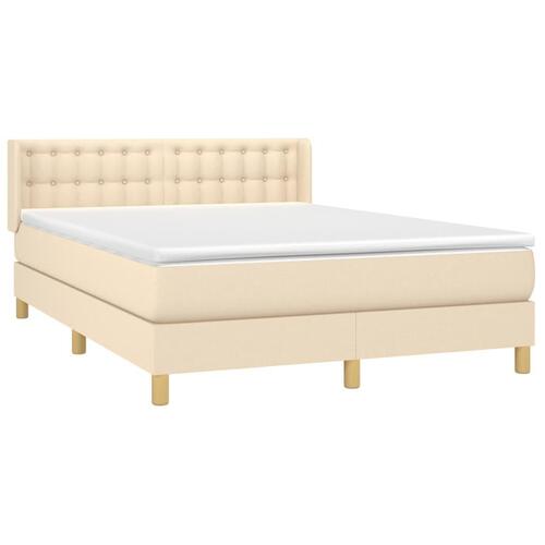 Kontinentalseng med madras 140x190 cm stof cremefarvet