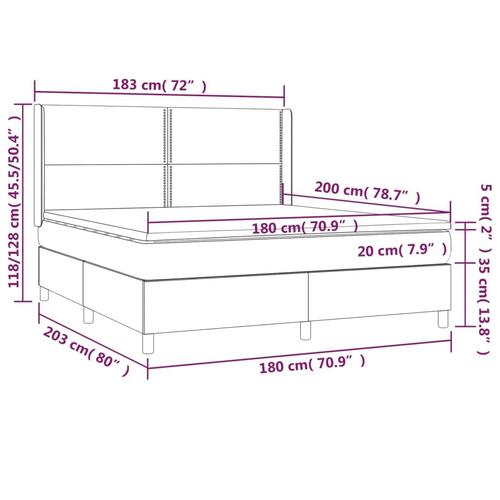 Kontinentalseng med madras 180x200 cm stof sort