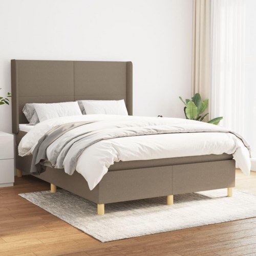 Kontinentalseng med madras 140×190 cm - stof gråbrun