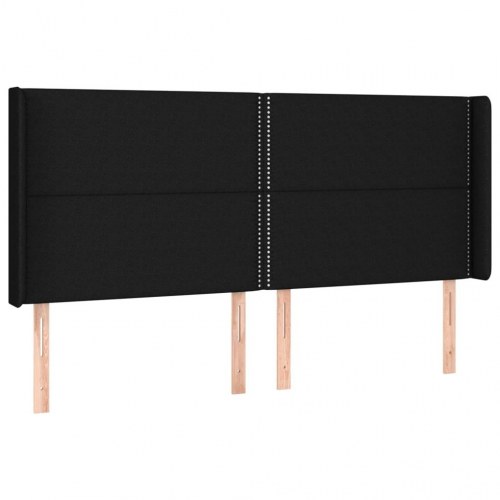 Kontinentalseng med LED-lys 180×200 cm - stof, sort