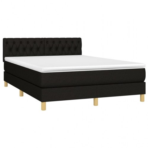 Kontinentalseng med madras 140x190 cm - stof, sort