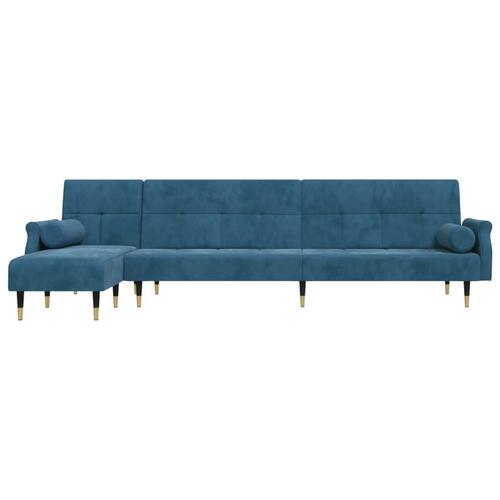 Sovesofa med chaiselong 271x140x70 cm velour blå