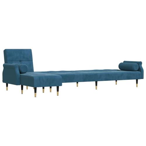 Sovesofa med chaiselong 271x140x70 cm velour blå